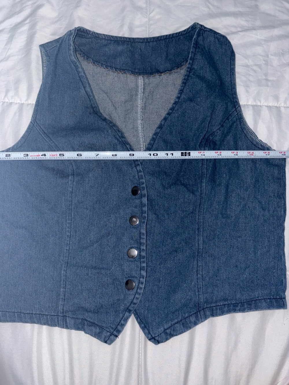 Classic Dark Blue Denim Button-Front Vest